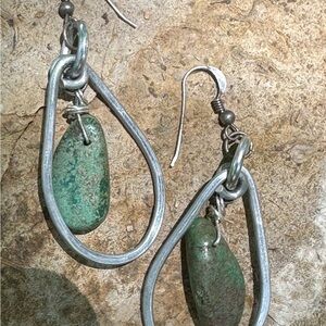 Bohemian Green Turquoise Teardrop Earrings